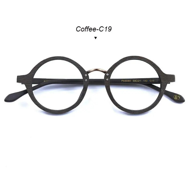 Men's Round Full Rim Wood Prescription Glasses Ps6084 — view 7 | Rx Spectacle