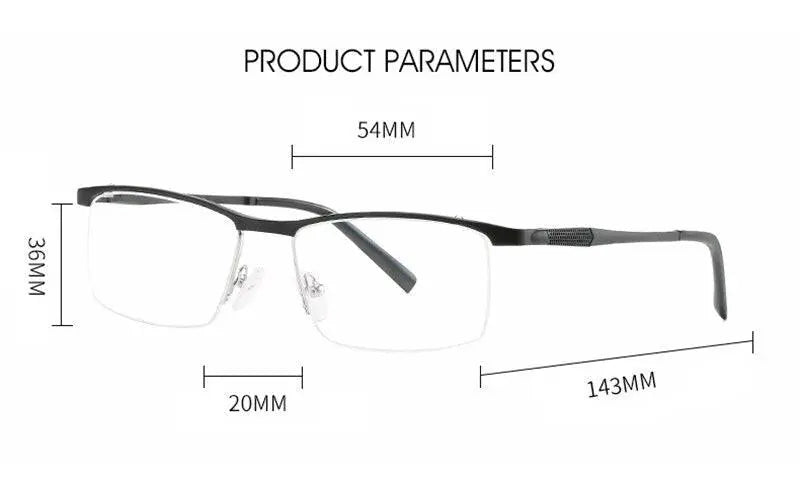Unisex Square Semi-Rimless Alloy Prescription Glasses 6303 — view 11 | Rx Spectacle