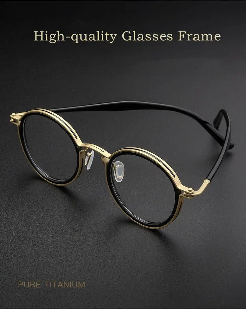Unisex Round Full Rim Titanium Prescription Glasses H33088 — view 12 | Rx Spectacle