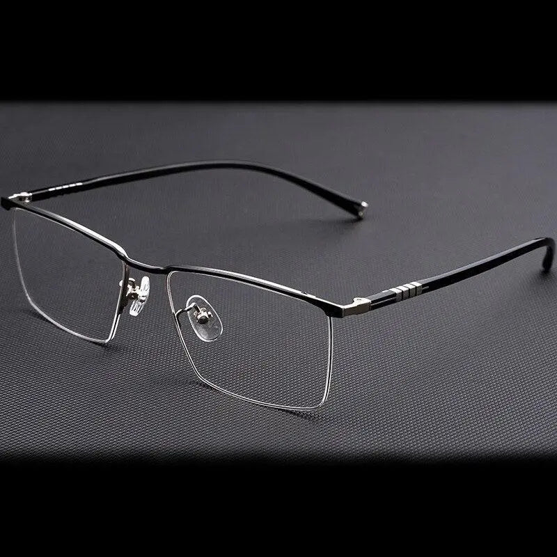 Men's Semi-Rimless Titanium Prescription Glasses P9861 — view 3 | Rx Spectacle