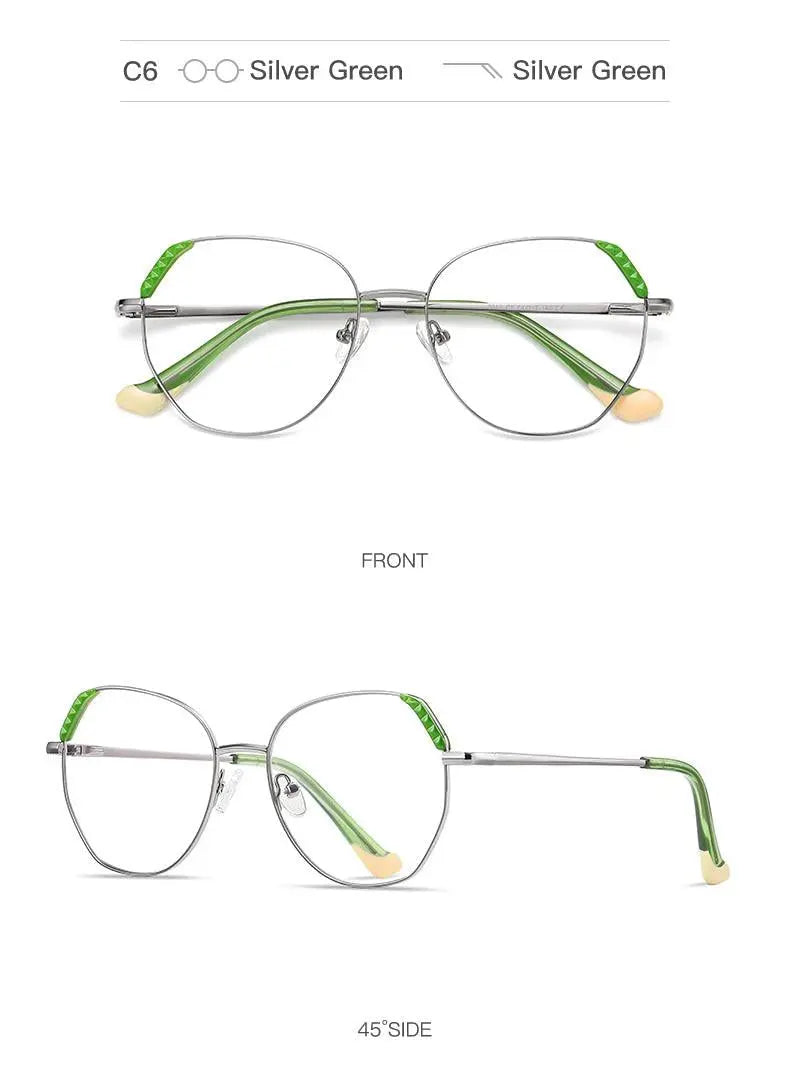 Women's Cat Eye Full Rim Alloy Prescription Glasses 3015 — view 18 | Rx Spectacle