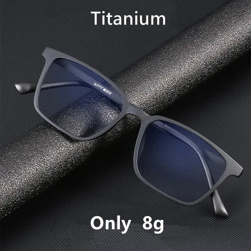 Men's Square Full Rim Titanium Prescription Glasses 9822 — view 4 | Rx Spectacle