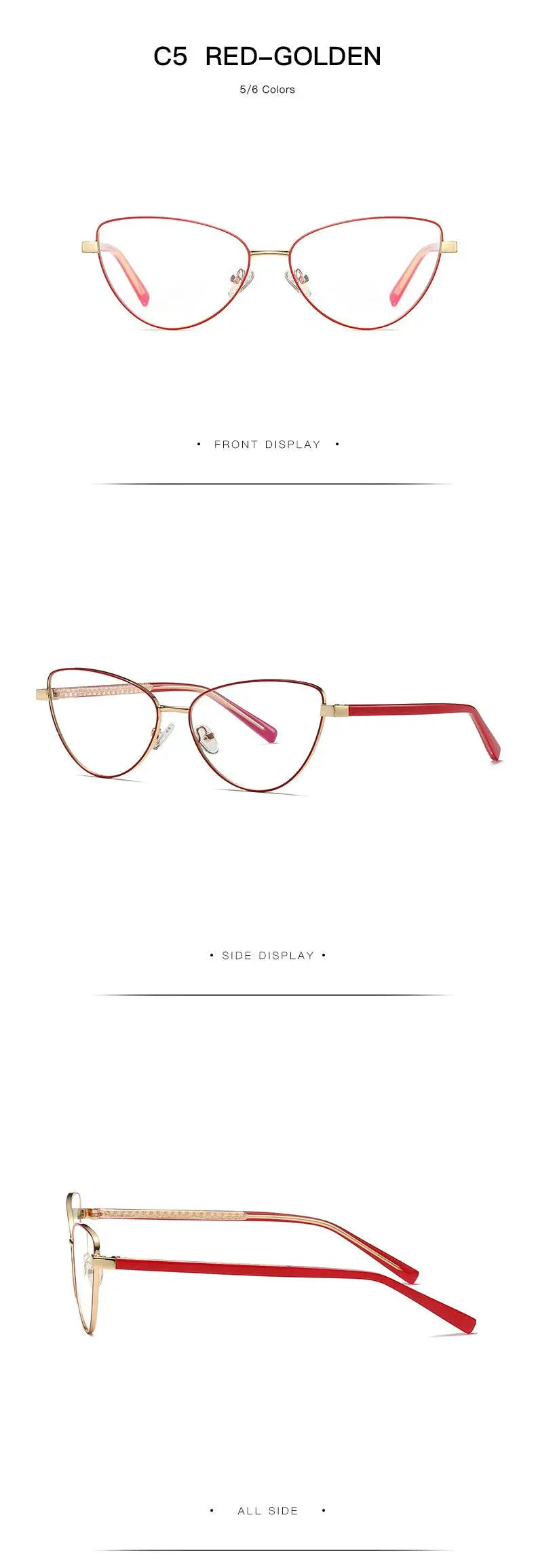 Women's Cat Eye Full Rim Alloy Prescription Glasses 3006 — view 17 | Rx Spectacle