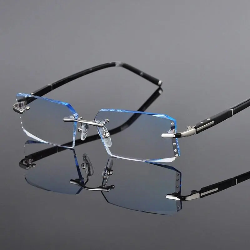 Men's Square Rimless Alloy Prescription Glasses R58003 — view 3 | Rx Spectacle