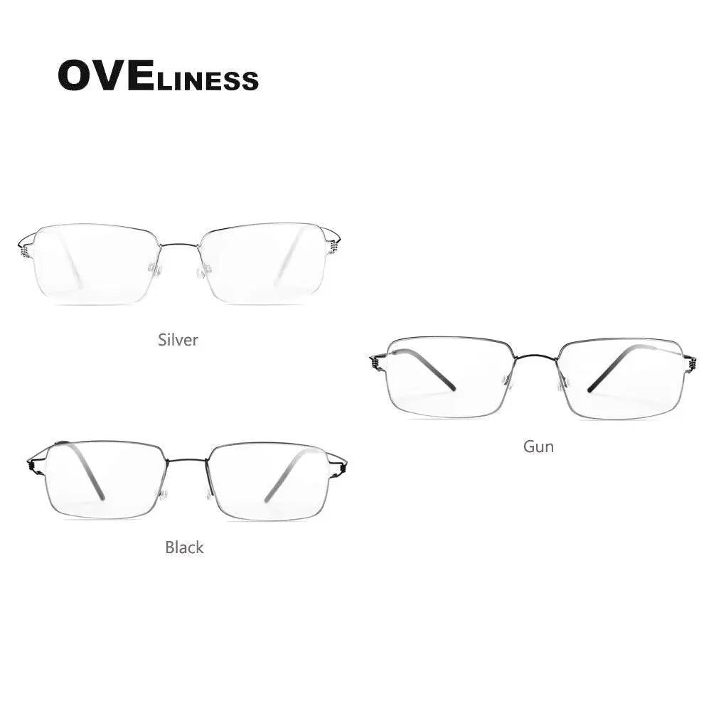 Unisex Square Full Rim Titanium Screwless Prescription Glasses — view 7 | Rx Spectacle