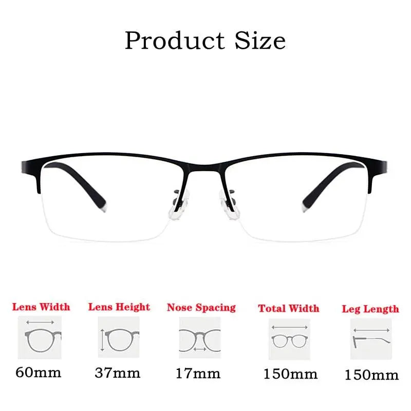 Men's Rectangular Semi-Rimless Titanium Prescription Glasses HT0186 — view 7 | Rx Spectacle