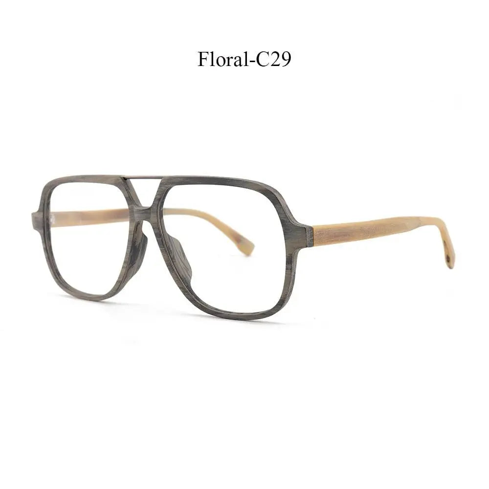 Unisex Square Full Rim Wood Oversized Prescription Glasses Ps8210 — view 4 | Rx Spectacle