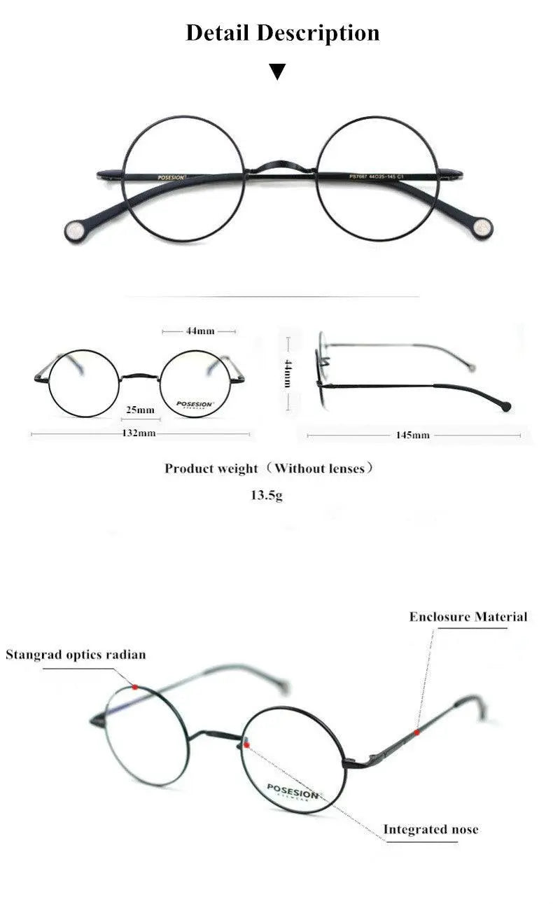 Unisex Round Full Rim Alloy Prescription Glasses Ps7087 — view 10 | Rx Spectacle