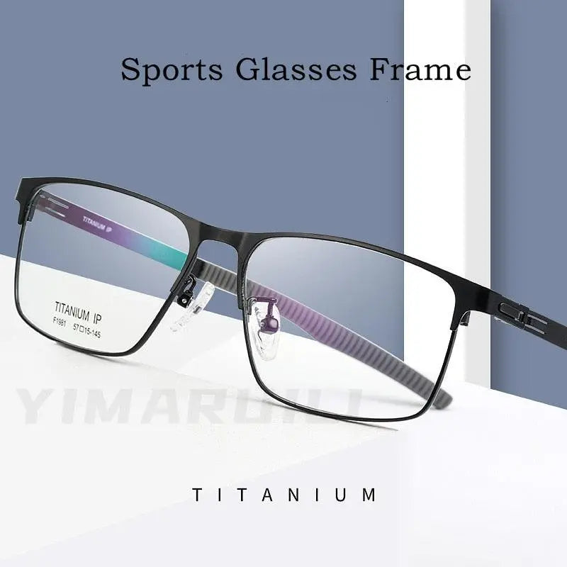 Men's Square Full Rim Titanium Prescription Glasses F1981 — view 3 | Rx Spectacle
