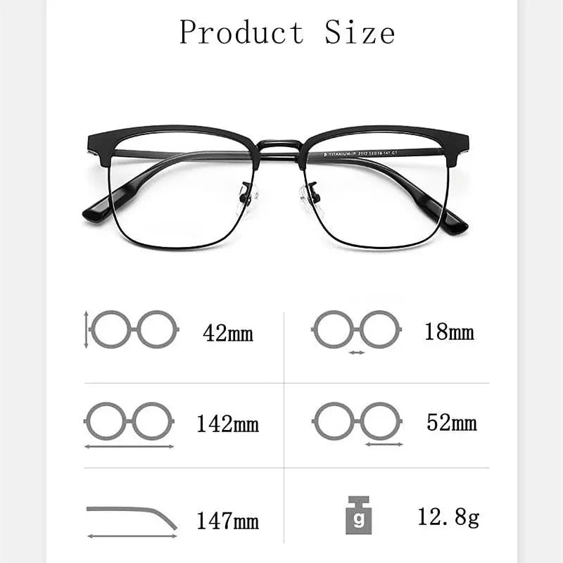 Men's Square Full Rim Titanium Prescription Glasses 2312YJ — view 3 | Rx Spectacle