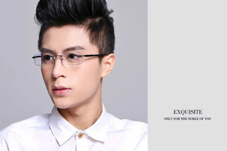 Men's Square Rimless Alloy Prescription Glasses R58003 — view 11 | Rx Spectacle