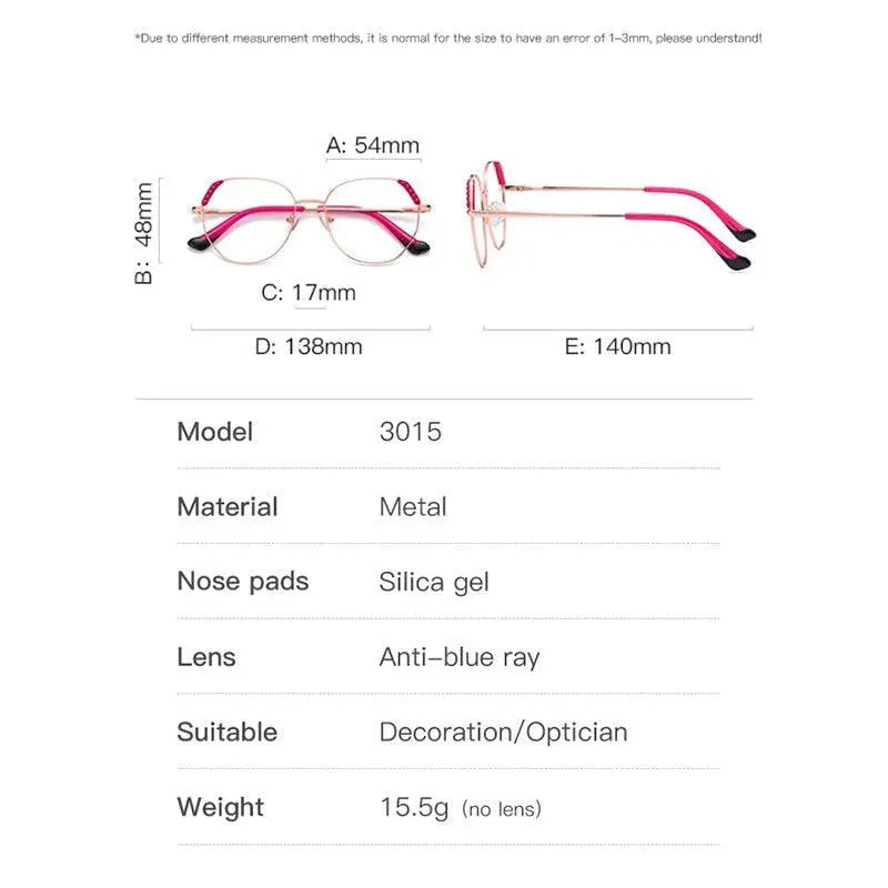 Women's Cat Eye Full Rim Alloy Prescription Glasses 3015 — view 7 | Rx Spectacle