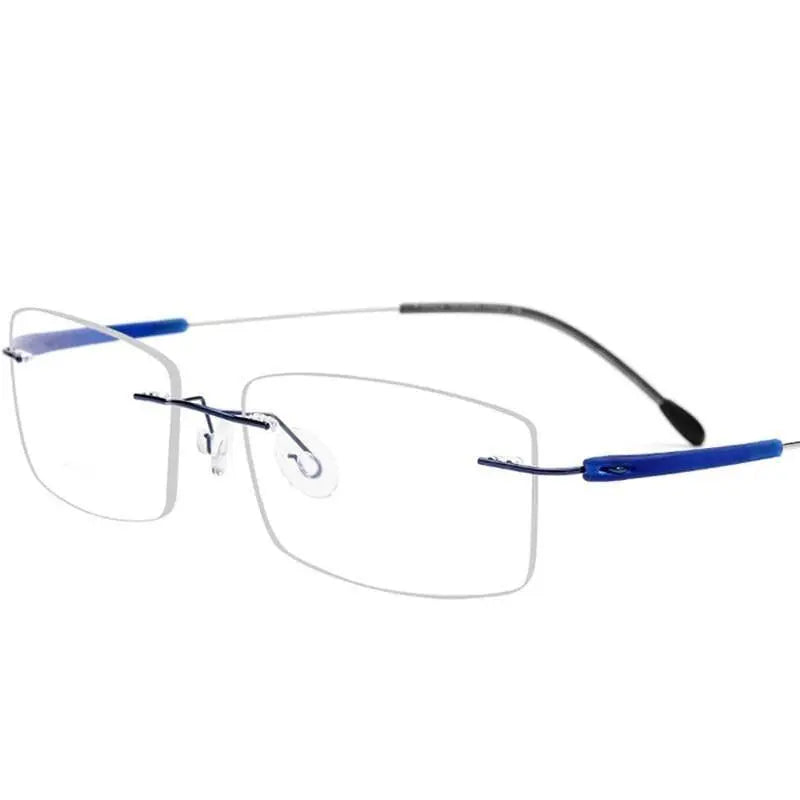 Unisex Rectangular Rimless Titanium Prescription Glasses 3125 — view 9 | Rx Spectacle