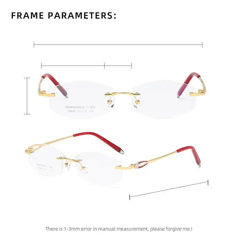 Women's Rimless Alloy Prescription Glasses 58060 — view 3 | Rx Spectacle