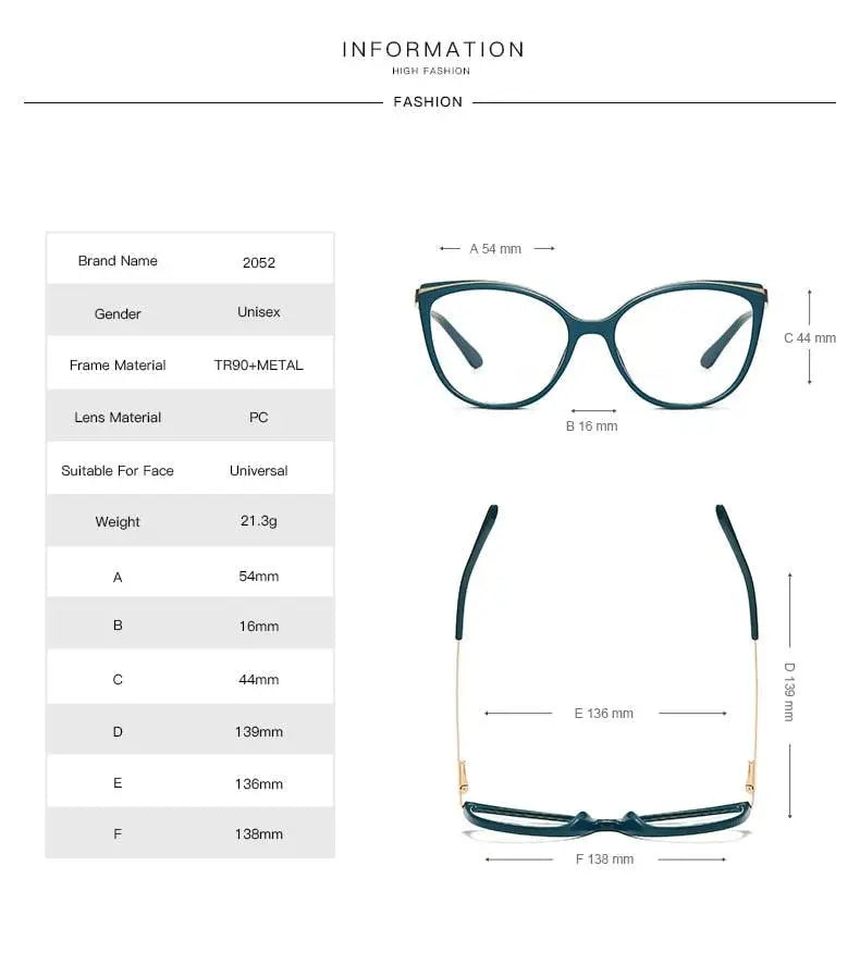 Women's Cat Eye Full Rim Acetate Prescription Glasses 2052 — view 16 | Rx Spectacle