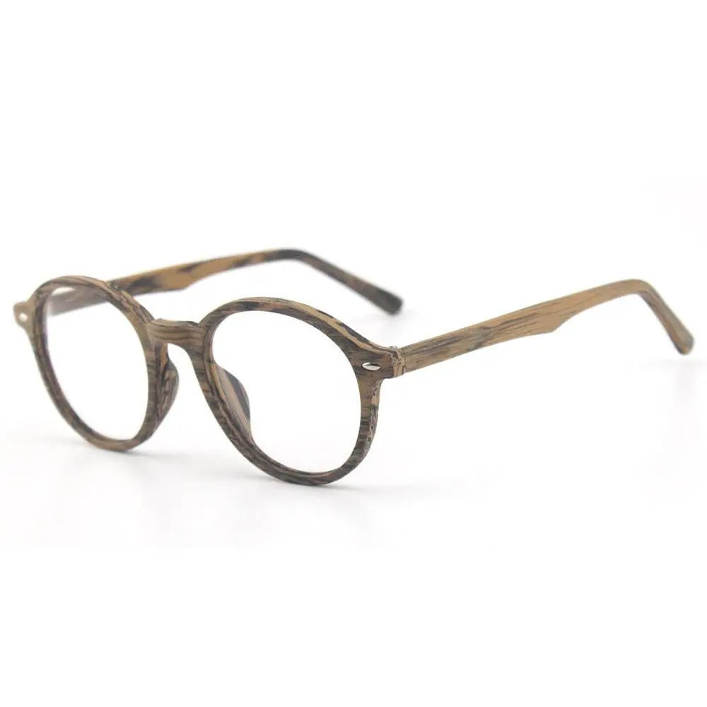 Unisex Round Full Rim Wood Prescription Glasses 4237 — view 6 | Rx Spectacle