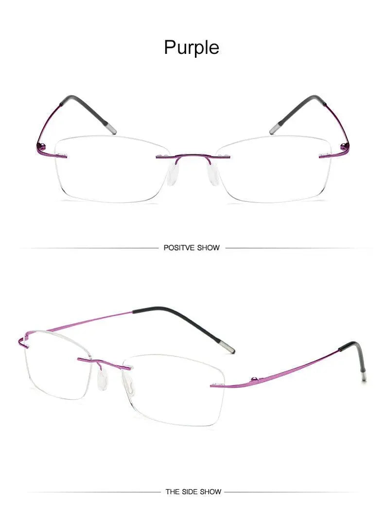 Unisex Rectangular Rimless Titanium Reading Glasses 8025 — view 19 | Rx Spectacle