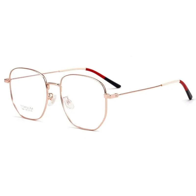 Unisex Polygon Full Rim Titanium Prescription Glasses T8821 — view 7 | Rx Spectacle