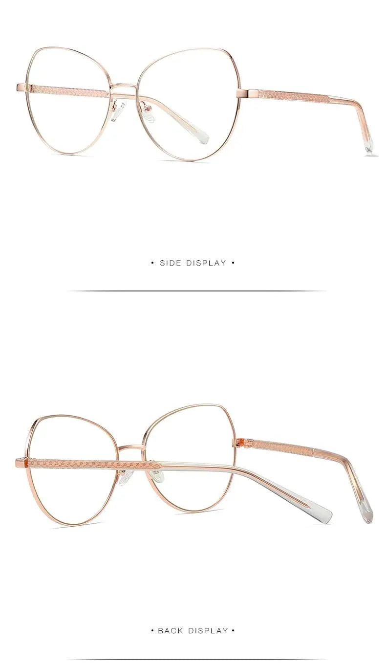 Women's Cat Eye Full Rim Alloy Prescription Glasses 3001 — view 22 | Rx Spectacle