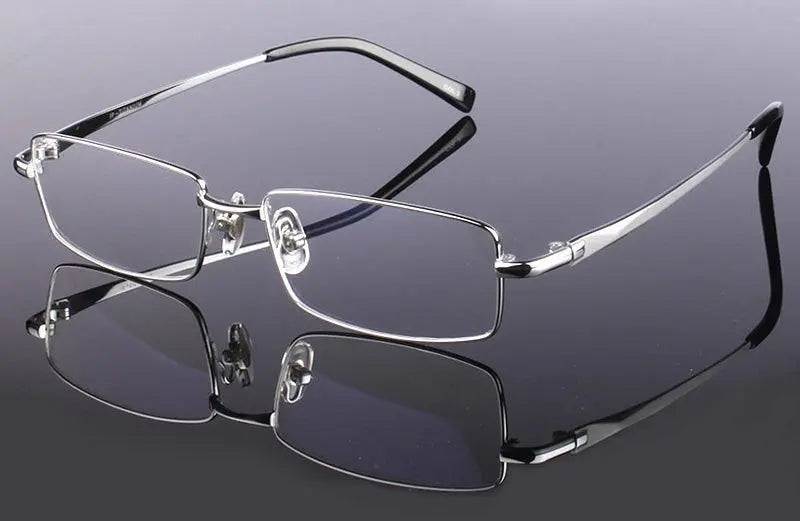 Men's Rectangular Full Rim Titanium Prescription Glasses 9867 — view 19 | Rx Spectacle