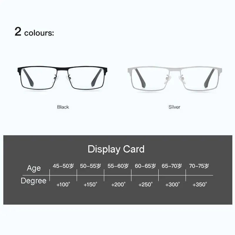 Unisex Square Full Rim Alloy Reading Glasses 9013 — view 5 | Rx Spectacle