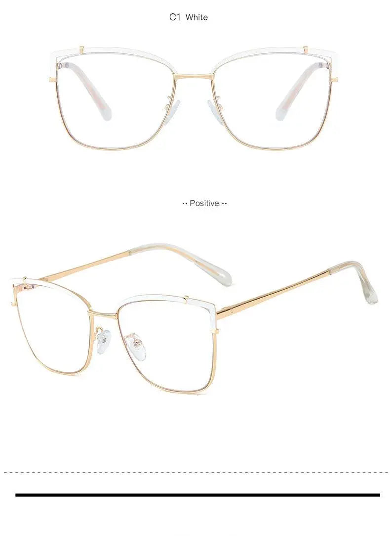 Women's Cat Eye Full Rim Alloy Prescription Glasses 95731 — view 19 | Rx Spectacle