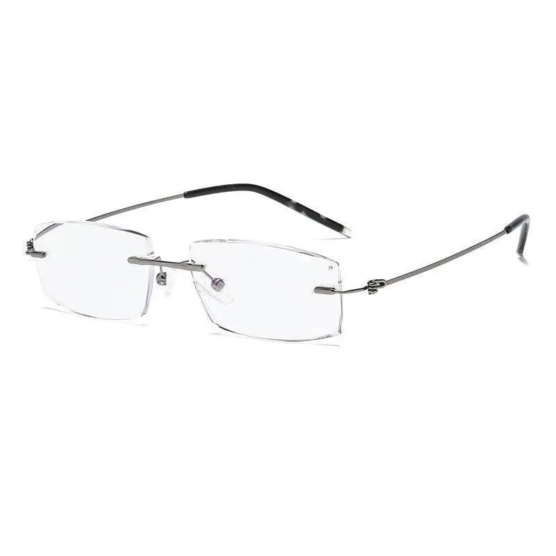 Unisex Square Rimless Titanium Reading Glasses 8581 — view 9 | Rx Spectacle