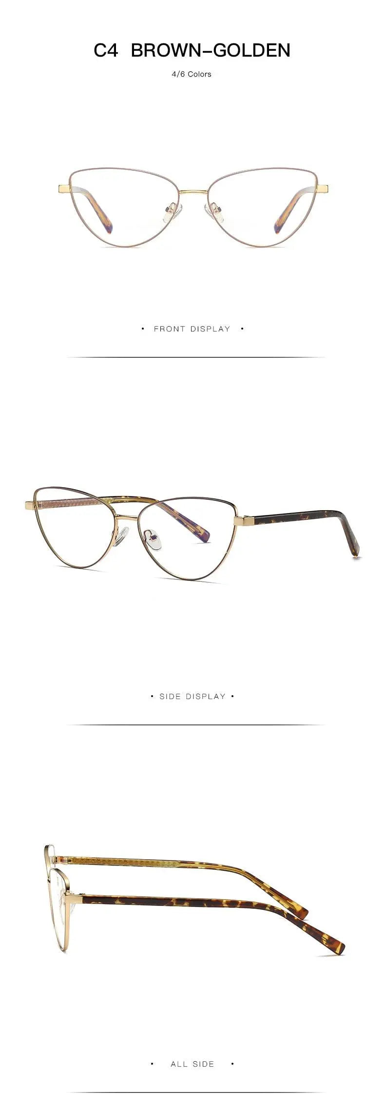 Women's Cat Eye Full Rim Alloy Prescription Glasses 3006 — view 23 | Rx Spectacle