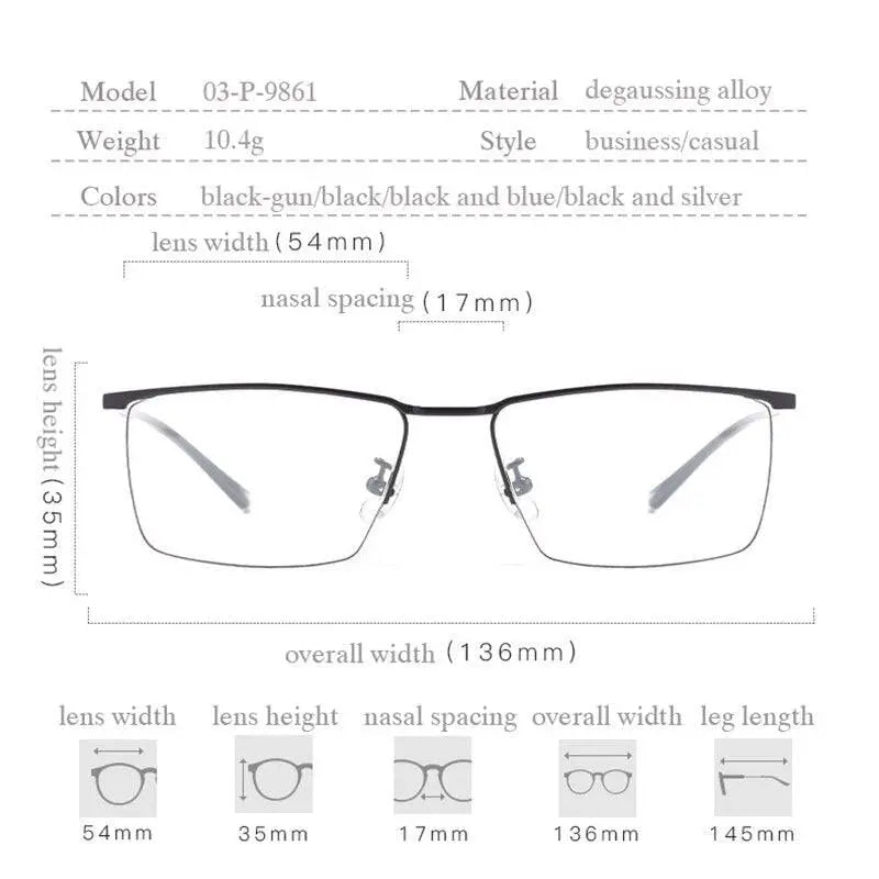 Men's Semi-Rimless Titanium Prescription Glasses P9861 — view 5 | Rx Spectacle