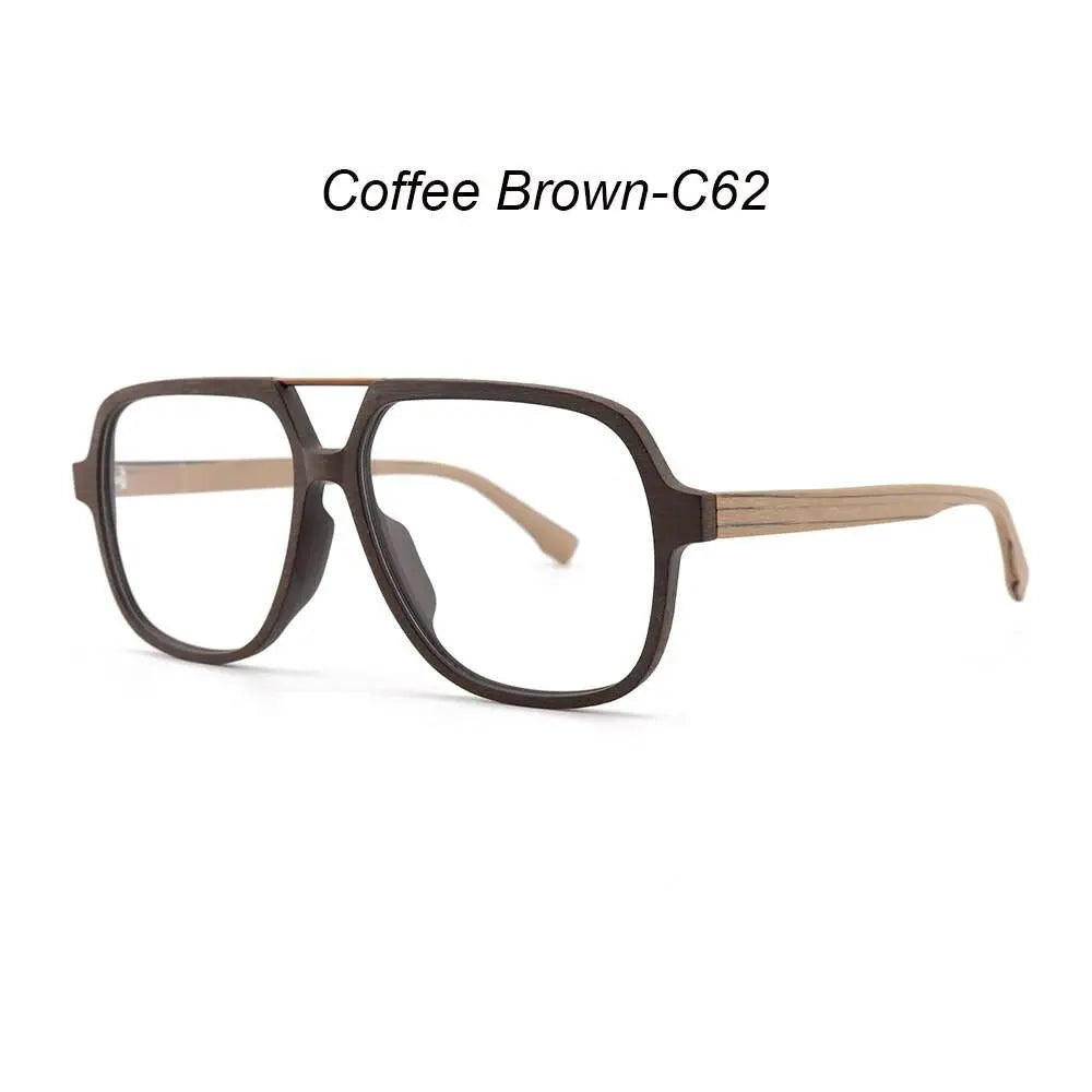 Unisex Polygon Full Rim Wood Double Bridge Prescription Glasses 6018 — view 3 | Rx Spectacle