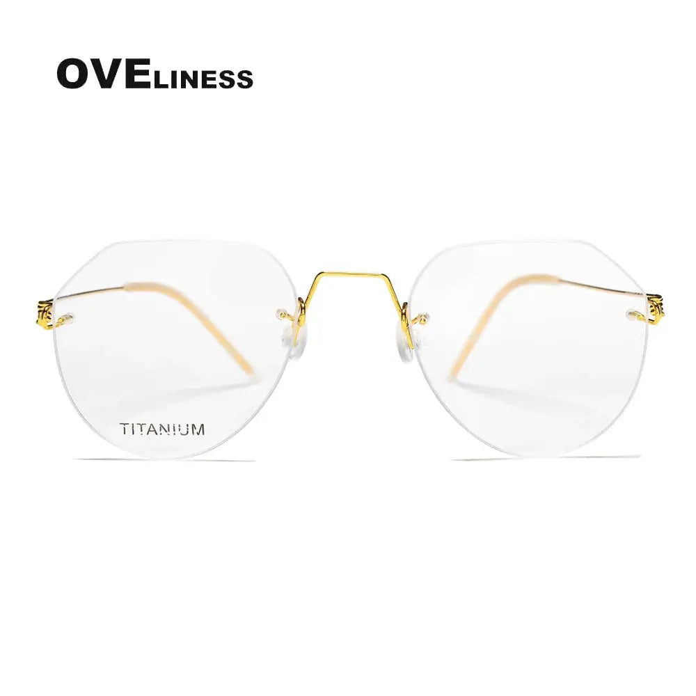 Women's Round Rimless Titanium Flat Top Prescription Glasses 399891 — view 3 | Rx Spectacle