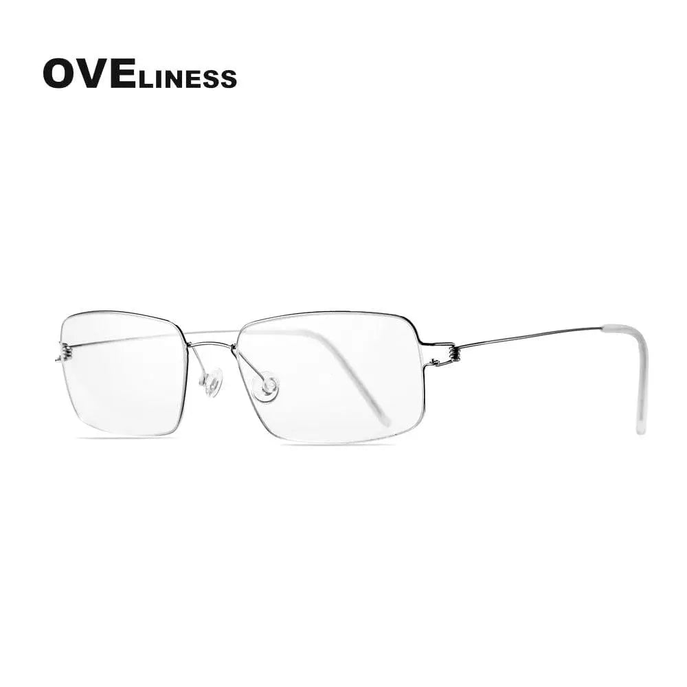 Unisex Square Full Rim Titanium Screwless Prescription Glasses — view 3 | Rx Spectacle