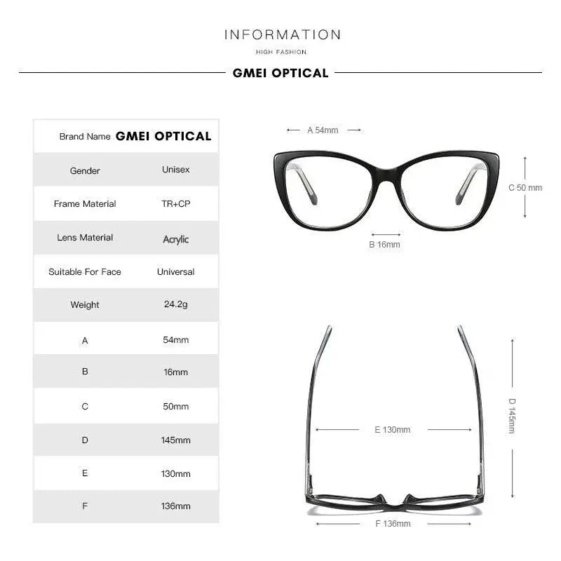 Women's Cat Eye Full Rim TR90 Prescription Glasses 2005 — view 10 | Rx Spectacle