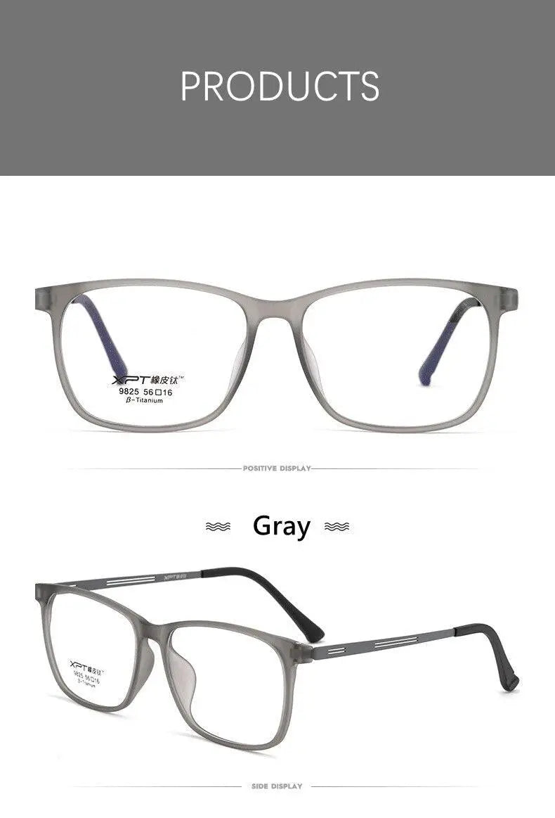 Men's Square Full Rim Titanium Prescription Glasses 9825 — view 13 | Rx Spectacle
