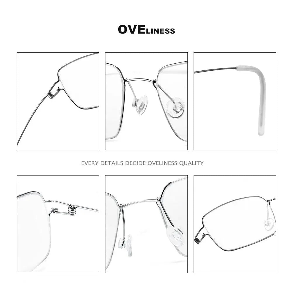 Unisex Square Full Rim Titanium Screwless Prescription Glasses — view 6 | Rx Spectacle