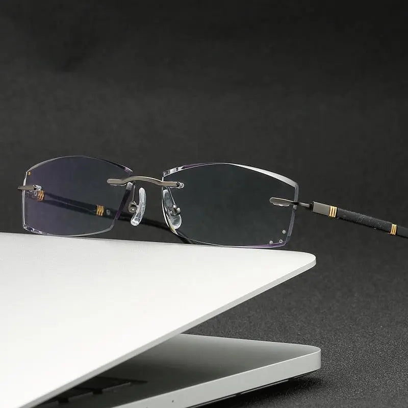 Men's Square Rimless Prescription Glasses 88055 — view 2 | Rx Spectacle
