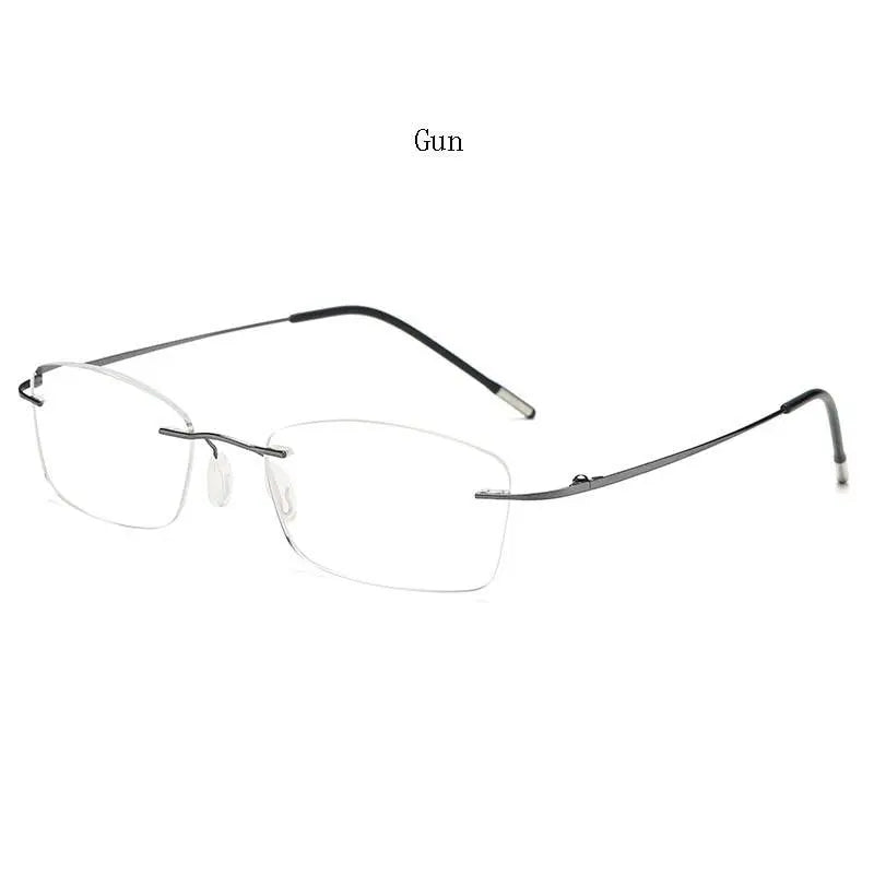 Unisex Rectangular Rimless Titanium Reading Glasses 8025 — view 12 | Rx Spectacle