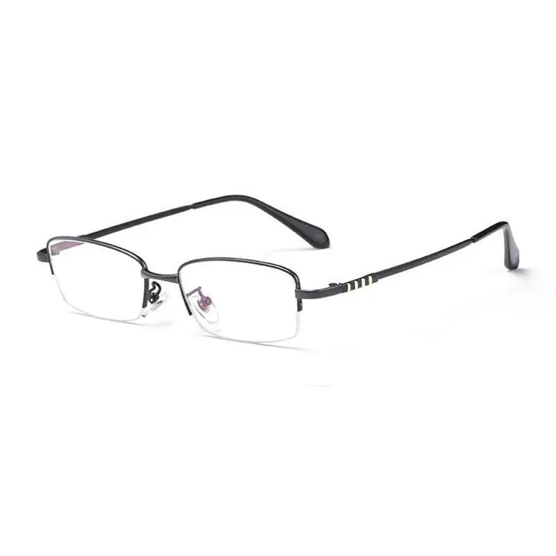 Men's Rectangular Semi-Rimless Titanium Prescription Glasses 9071 — view 8 | Rx Spectacle