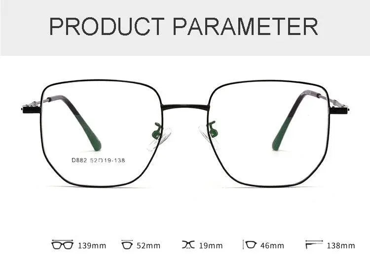 Unisex Square Full Rim Alloy Prescription Glasses D882 — view 11 | Rx Spectacle