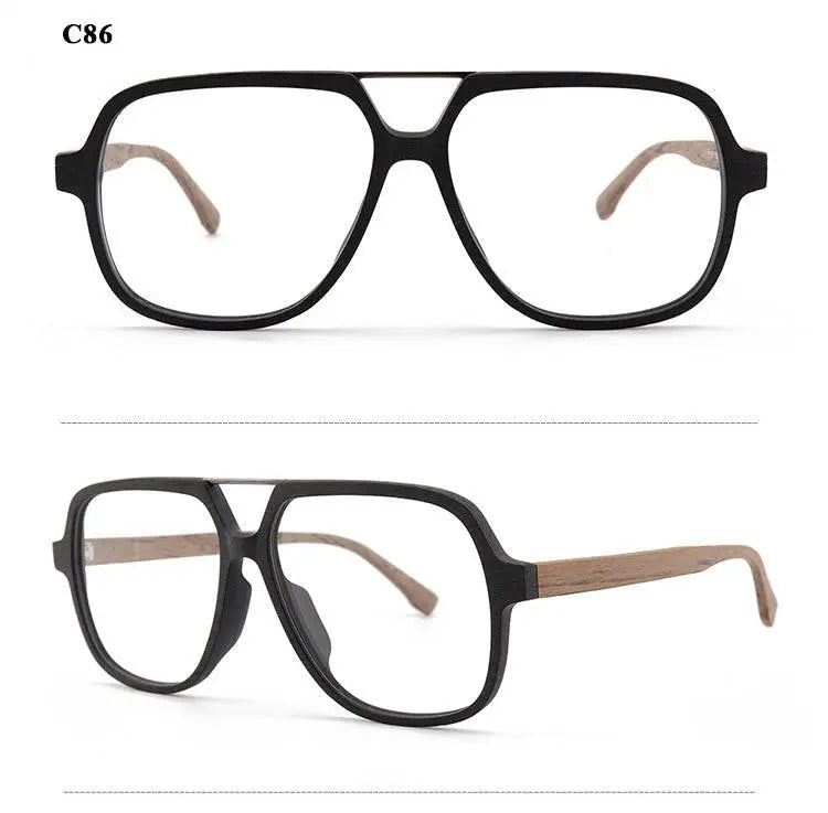 Unisex Polygon Full Rim Wood Double Bridge Prescription Glasses 6018 — view 17 | Rx Spectacle