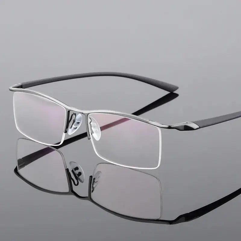 Men's Browline Semi-Rimless Alloy Prescription Glasses 48190 — view 5 | Rx Spectacle