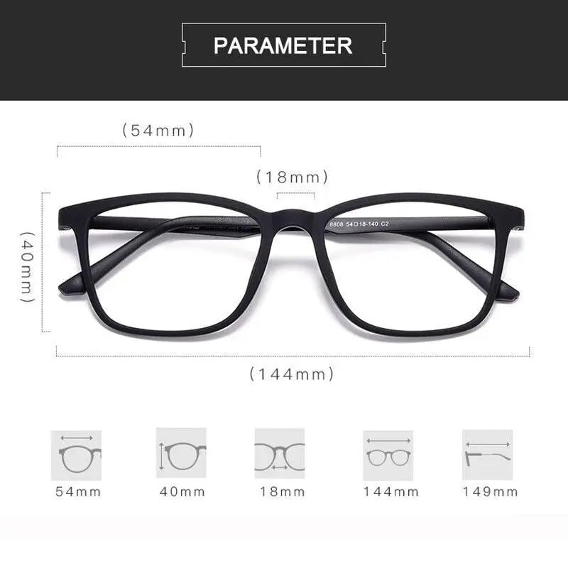Unisex Square Full Rim Ultem Prescription Glasses 8808 — view 9 | Rx Spectacle