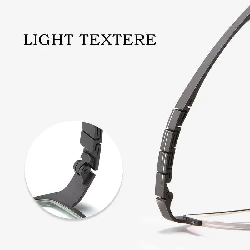 Men's Rectangular Semi-Rimless Titanium Prescription Glasses HT0186 — view 5 | Rx Spectacle