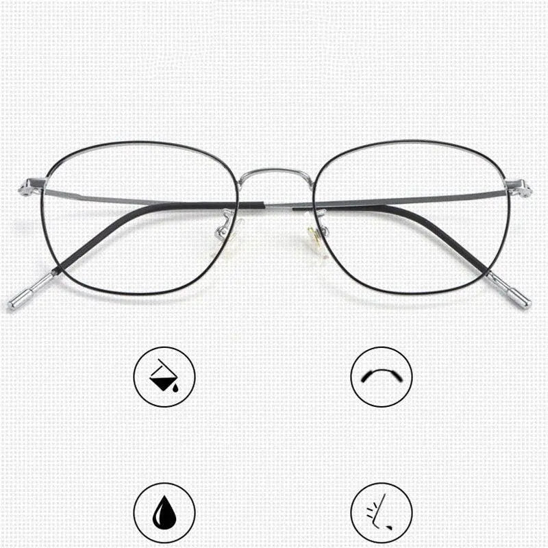 Unisex Round Full Rim Titanium Prescription Glasses 8822x — view 4 | Rx Spectacle