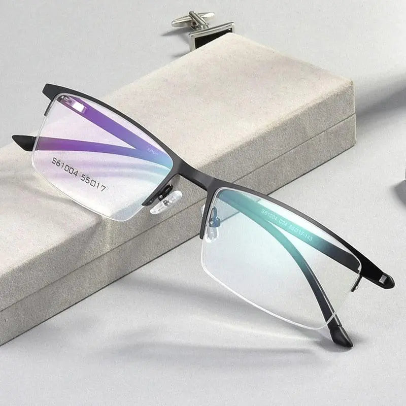 Men's Half Rim Alloy Prescription Glasses S61004 — view 4 | Rx Spectacle