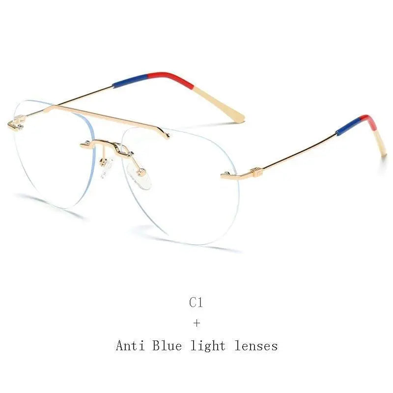 Unisex Round Rimless Alloy Double Bridge Prescription Glasses 81870 — view 3 | Rx Spectacle