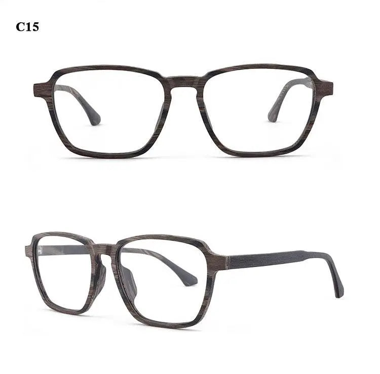 Men's Polygon Full Rim Wood Oversized Prescription Glasses 1694 — view 17 | Rx Spectacle