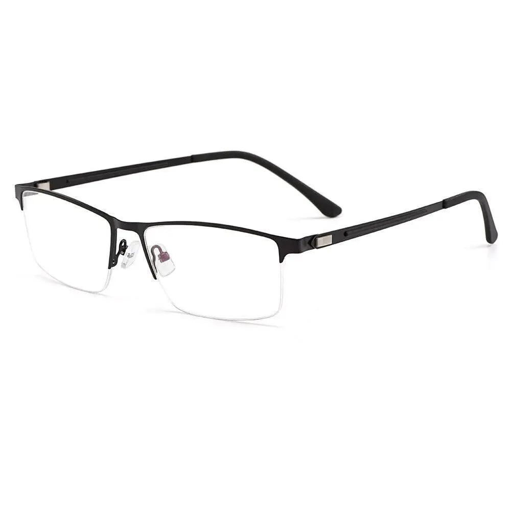 Men's Square Semi-Rimless Titanium Prescription Glasses S41001 — view 7 | Rx Spectacle