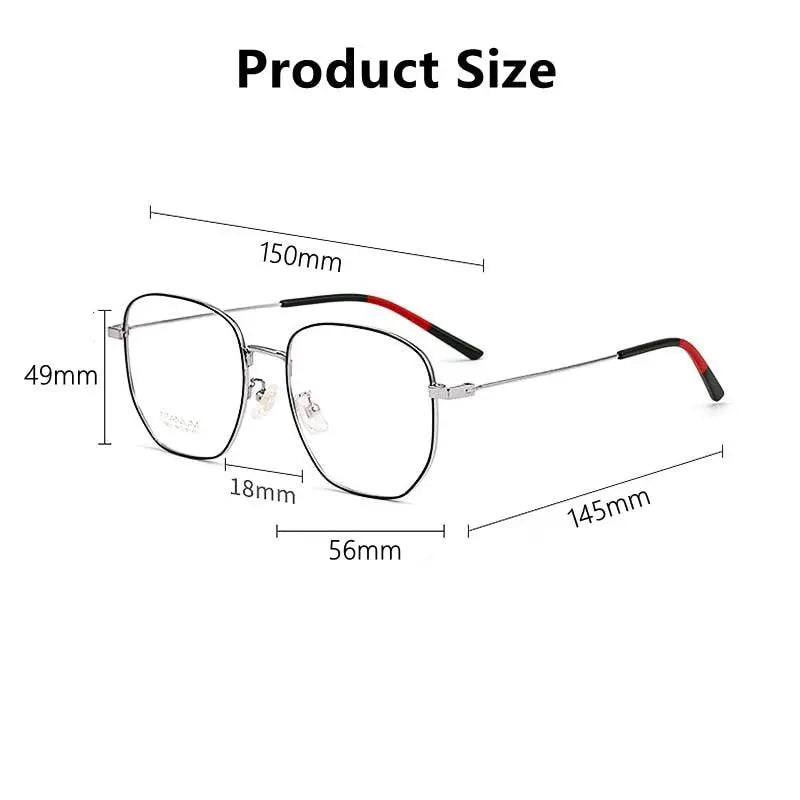 Unisex Polygon Full Rim Titanium Prescription Glasses T8821 — view 6 | Rx Spectacle