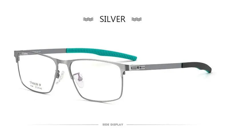 Men's Square Full Rim Titanium Prescription Glasses F1981 — view 13 | Rx Spectacle